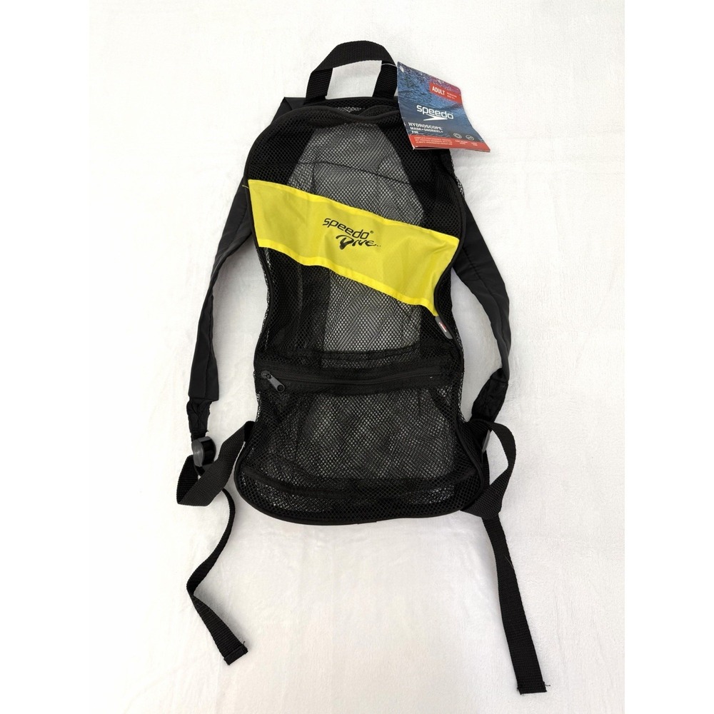 Speedo Hydroscope Snorkel Gear Mesh Backpack Bag Adult Swim Yellow Black NWT